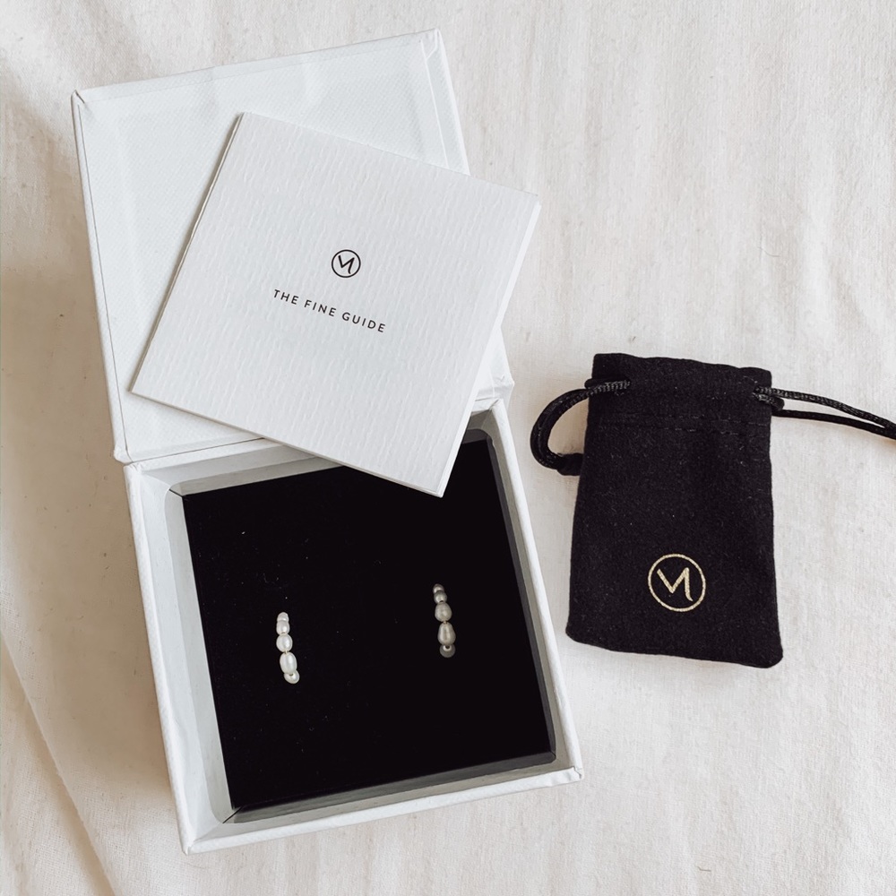 Mejuri organic pearl stacked hoops